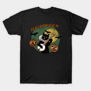 Vintage Cat Playing Banjo T-Shirt